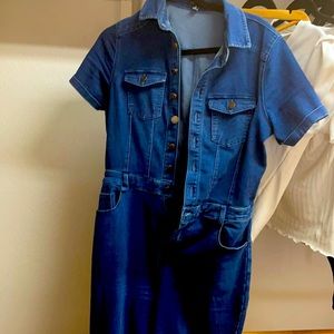 Jean jumpsuit from fashion nova. Worn once.